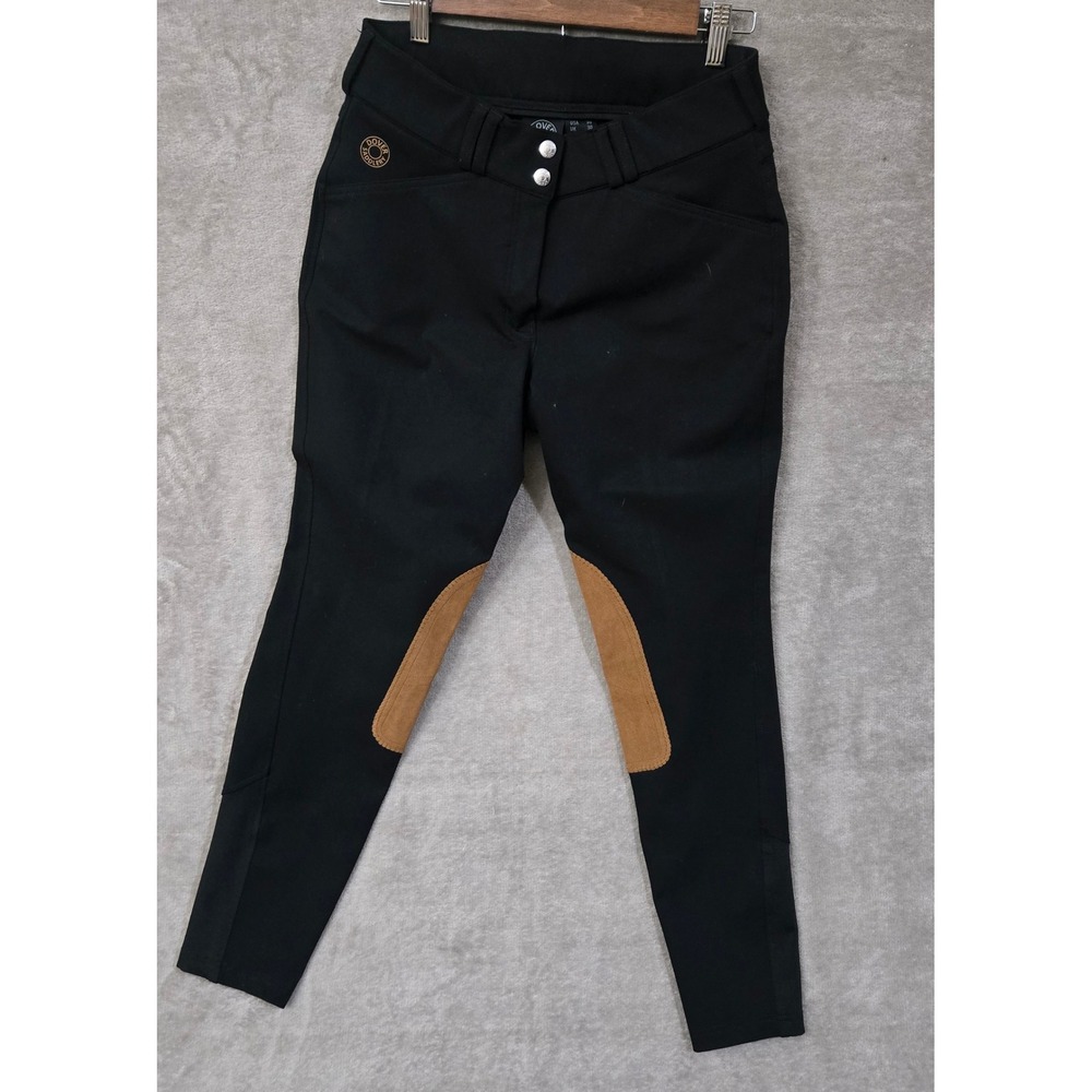 Dover Saddlery Riding Breeches Women 30 Black Knee Patch Equestrian Horse Pants